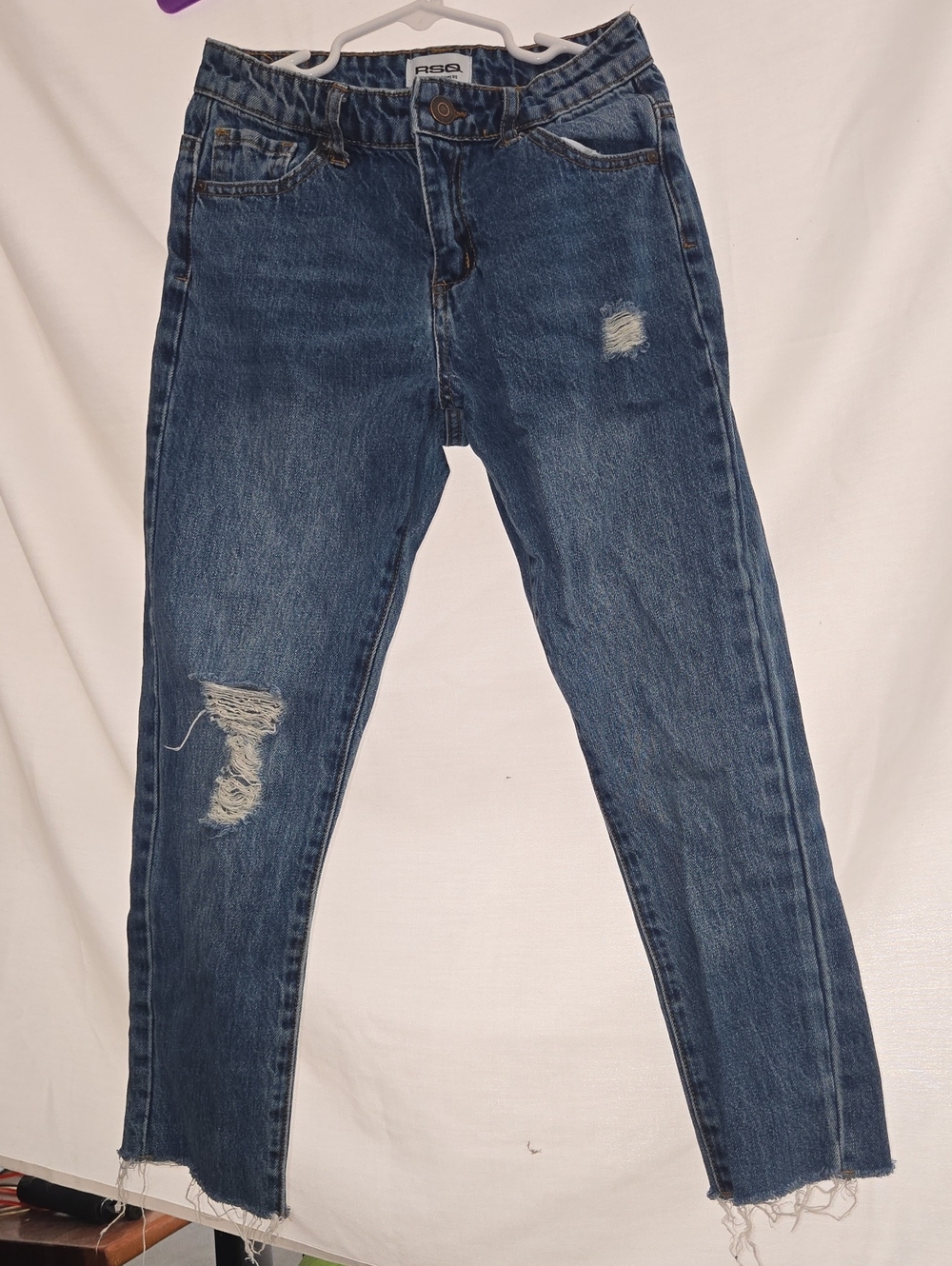 RSQ High-Rise Distressed Dark Blue Women's Jeans